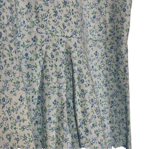 Blue Floral Dress Microprint Maxi Cotton Vintage Handmade Cottagecore Western M - Picture 4 of 13